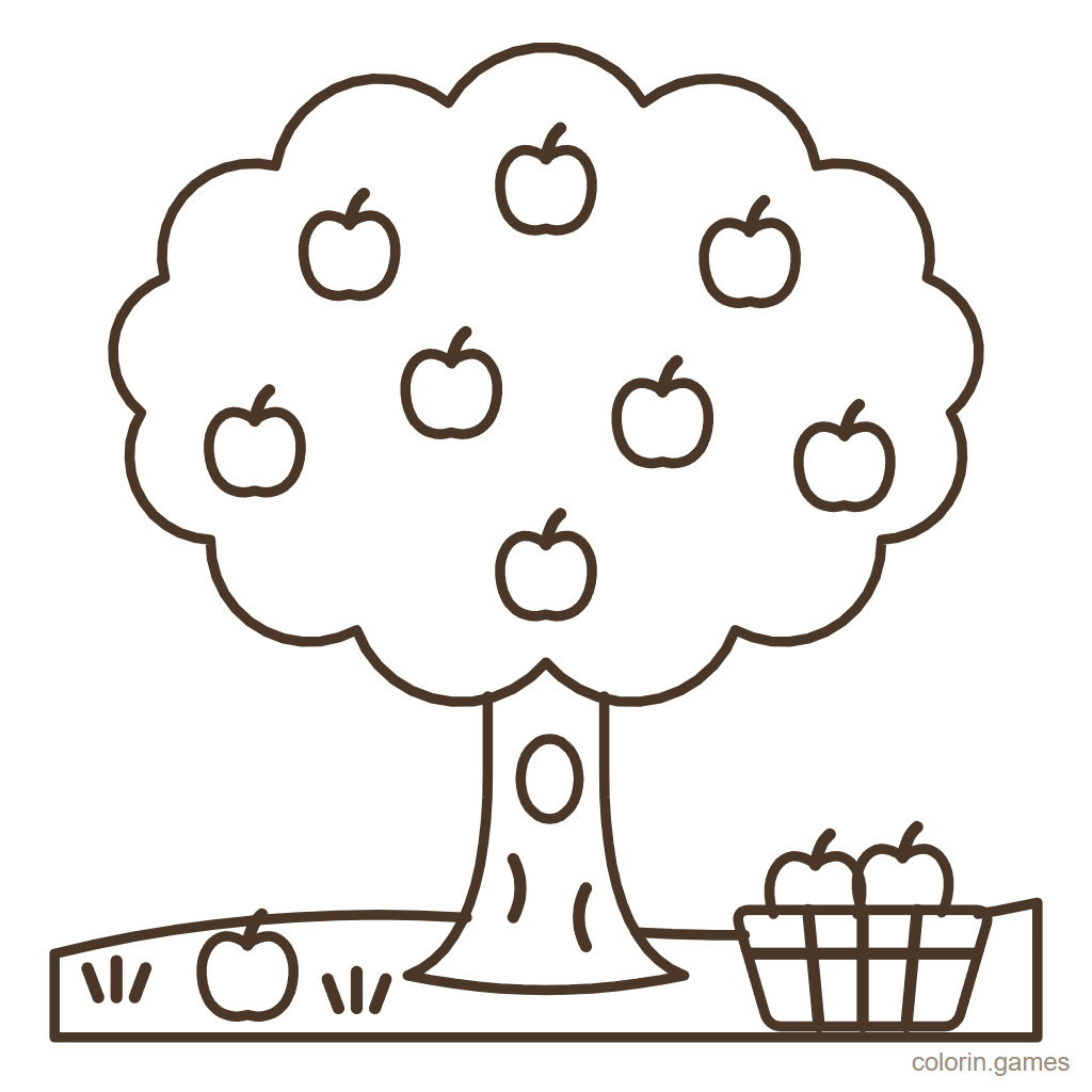 Dibujo de árbol para colorear: Árbol Frutal
