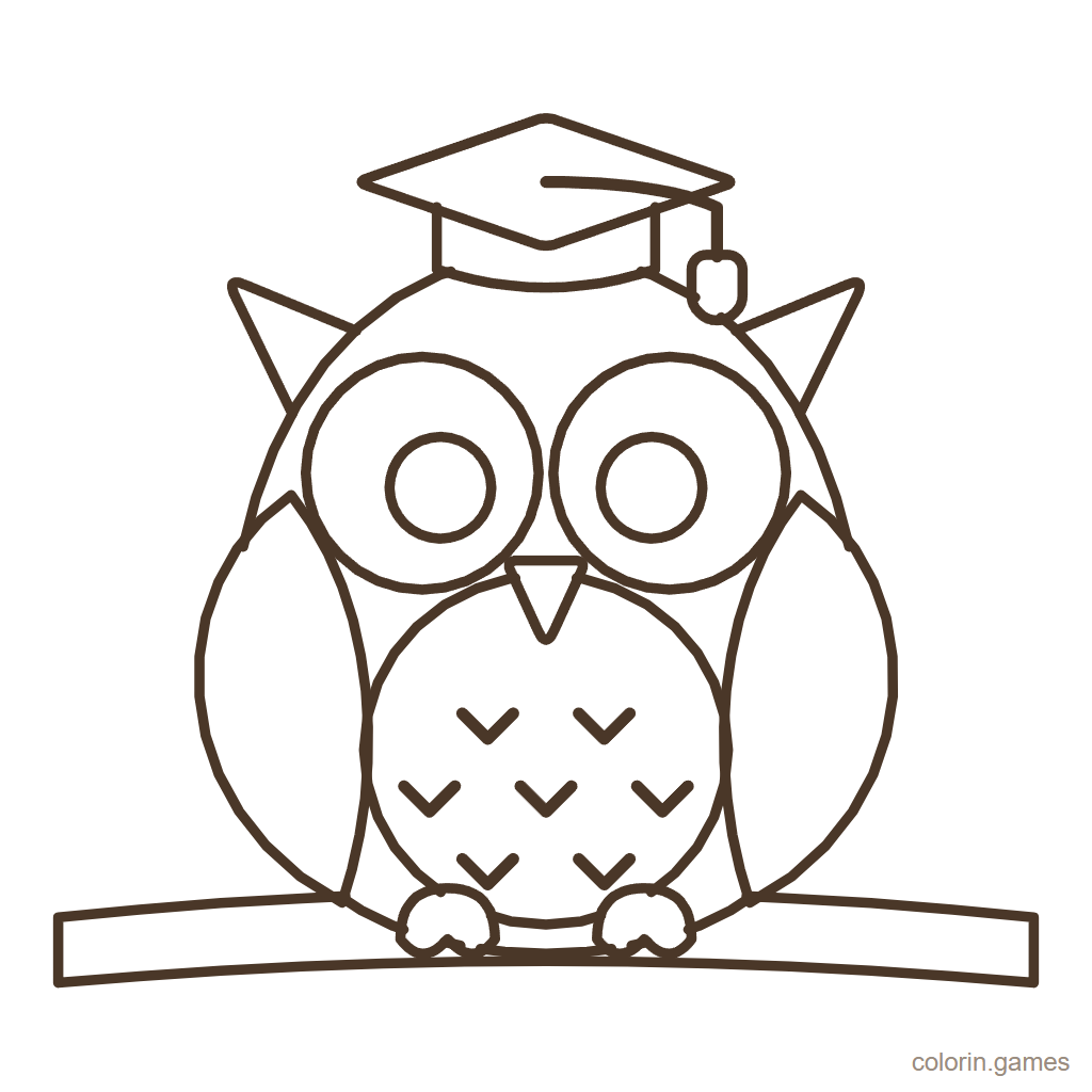 Dibujo de búho para colorear: Búho Sabio