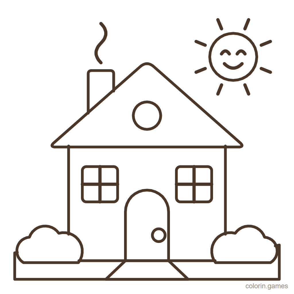 Dibujo de casa para colorear: Casita Feliz