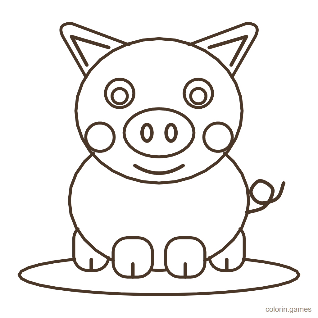 Dibujo de cerdito para colorear: Cerdito Juguetón