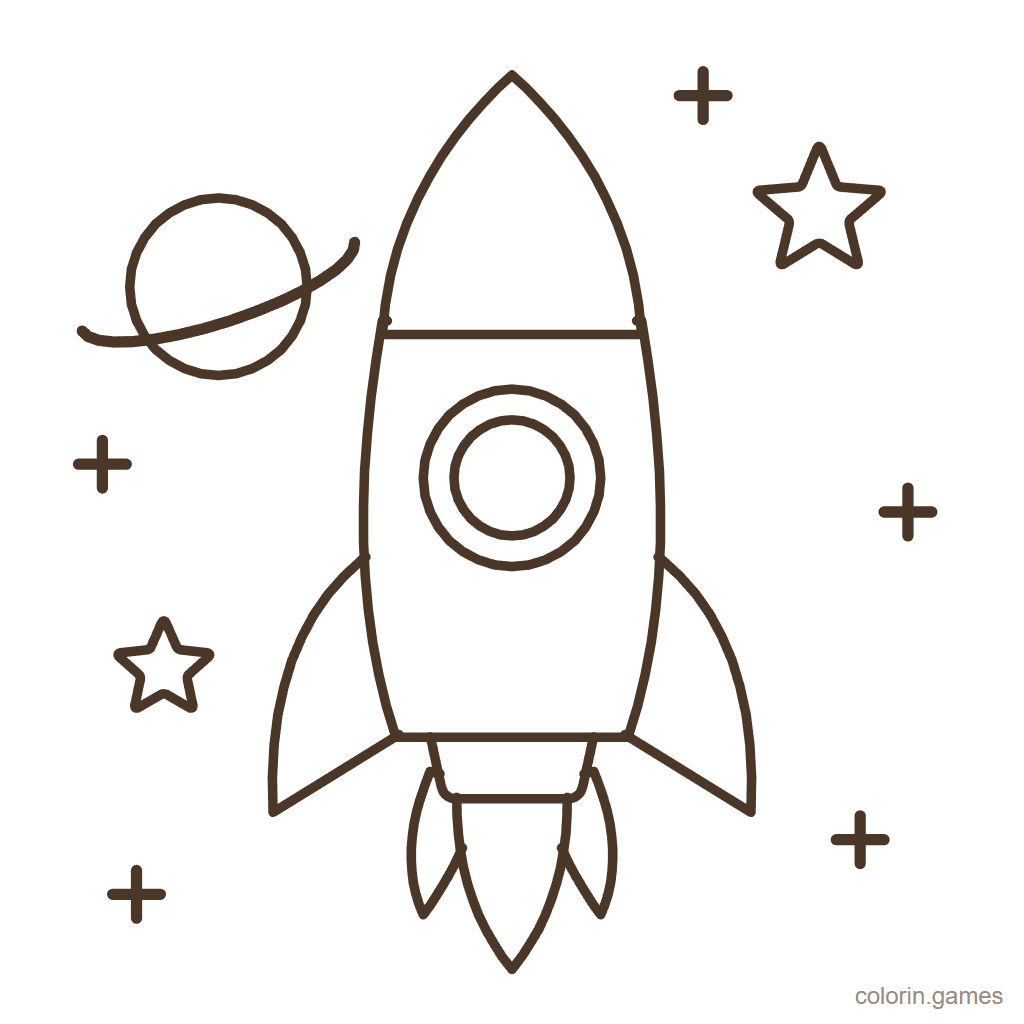 Dibujo de cohete para colorear: Cohete Espacial