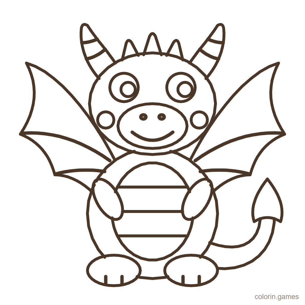 Dibujo de dragón para colorear: Dragón Amigable