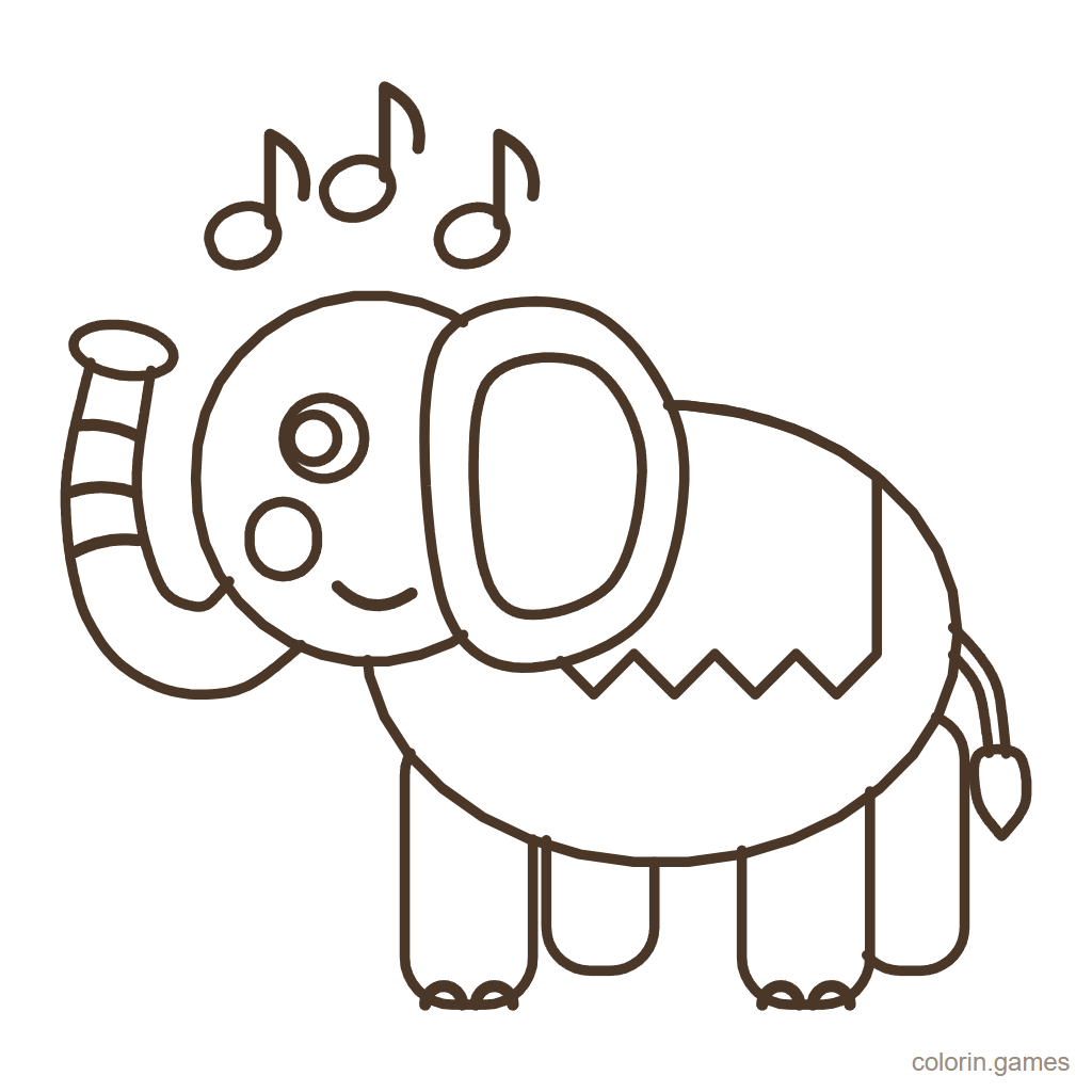 Dibujo de elefante para colorear: Elefante Trompetero