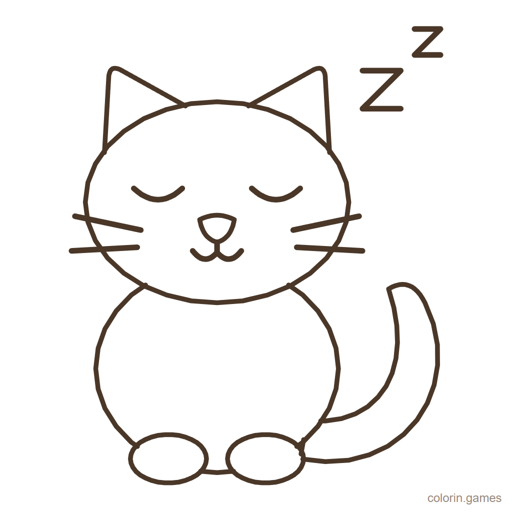 Dibujo de gato para colorear: Gatito Dormilón