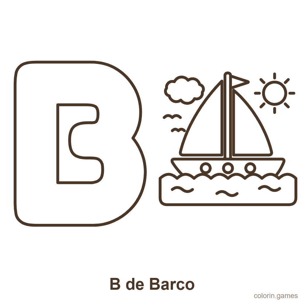 Letra B para colorear: B de Barco