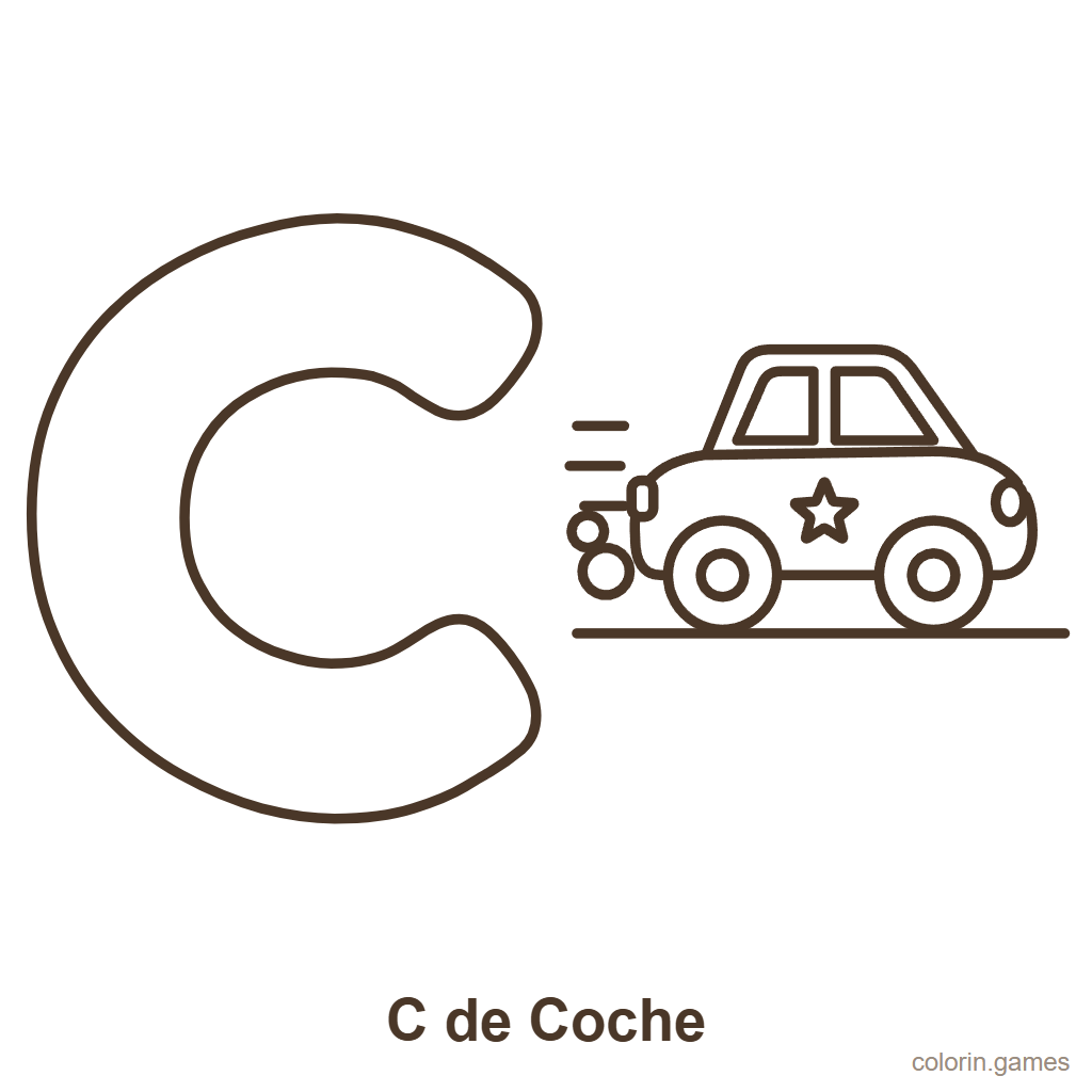 Letra C para colorear: C de Coche