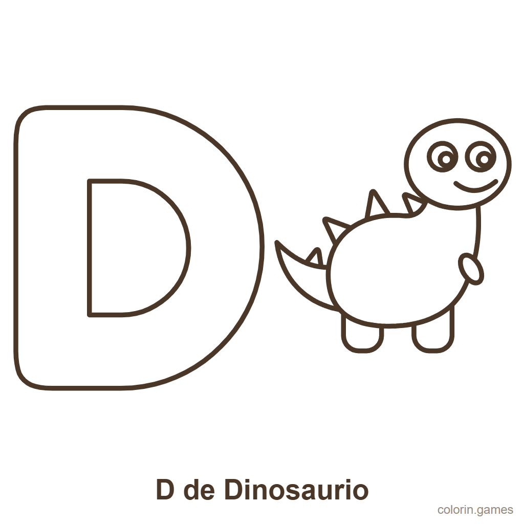 Letra D para colorear: D de Dinosaurio