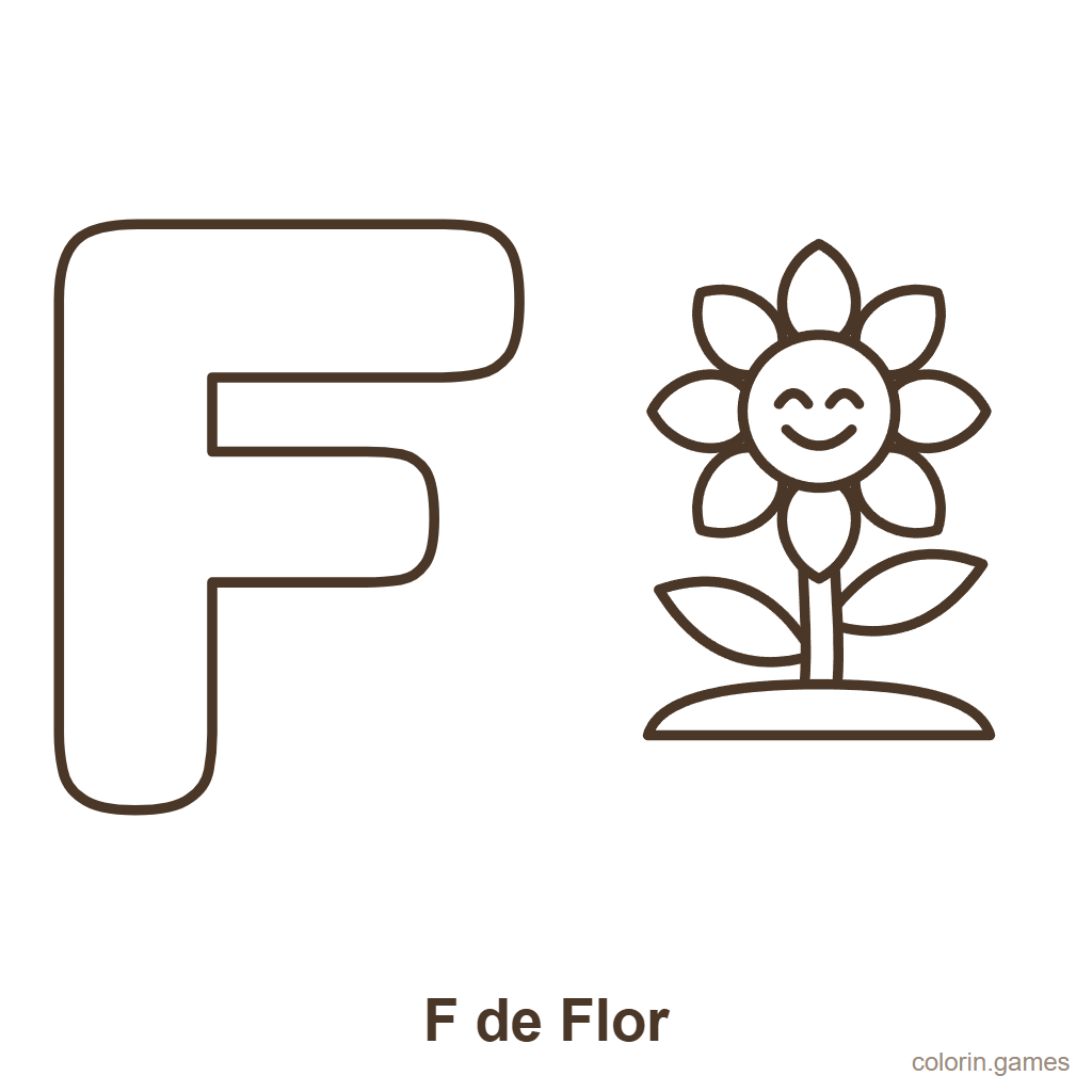 Letra F para colorear: F de Flor