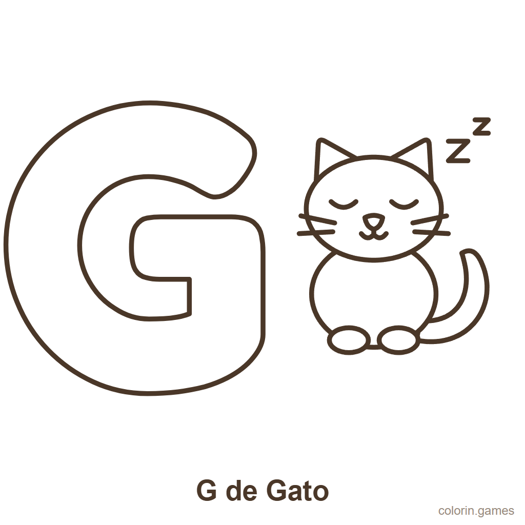 Letra G para colorear: G de Gato