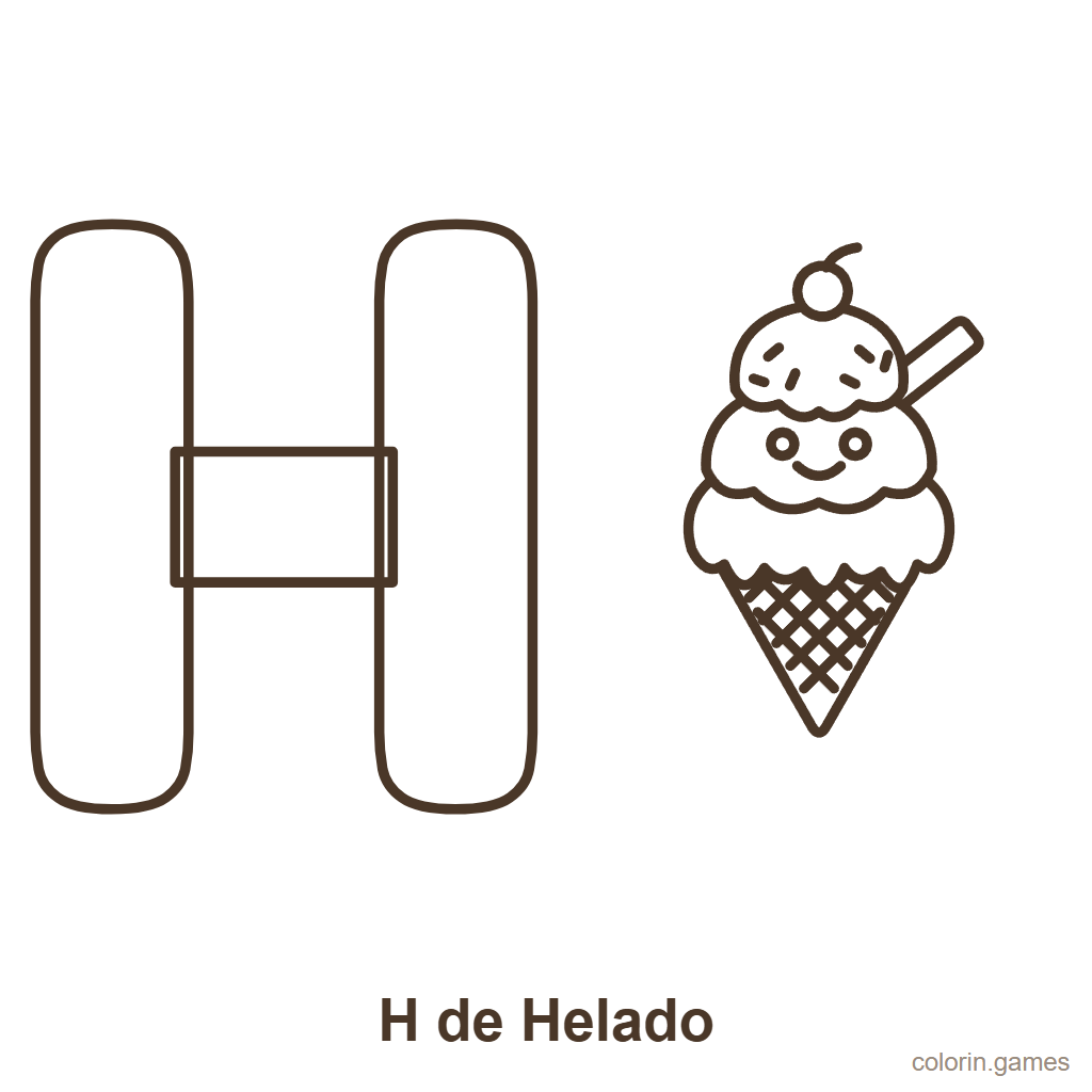 Letra H para colorear: H de Helado