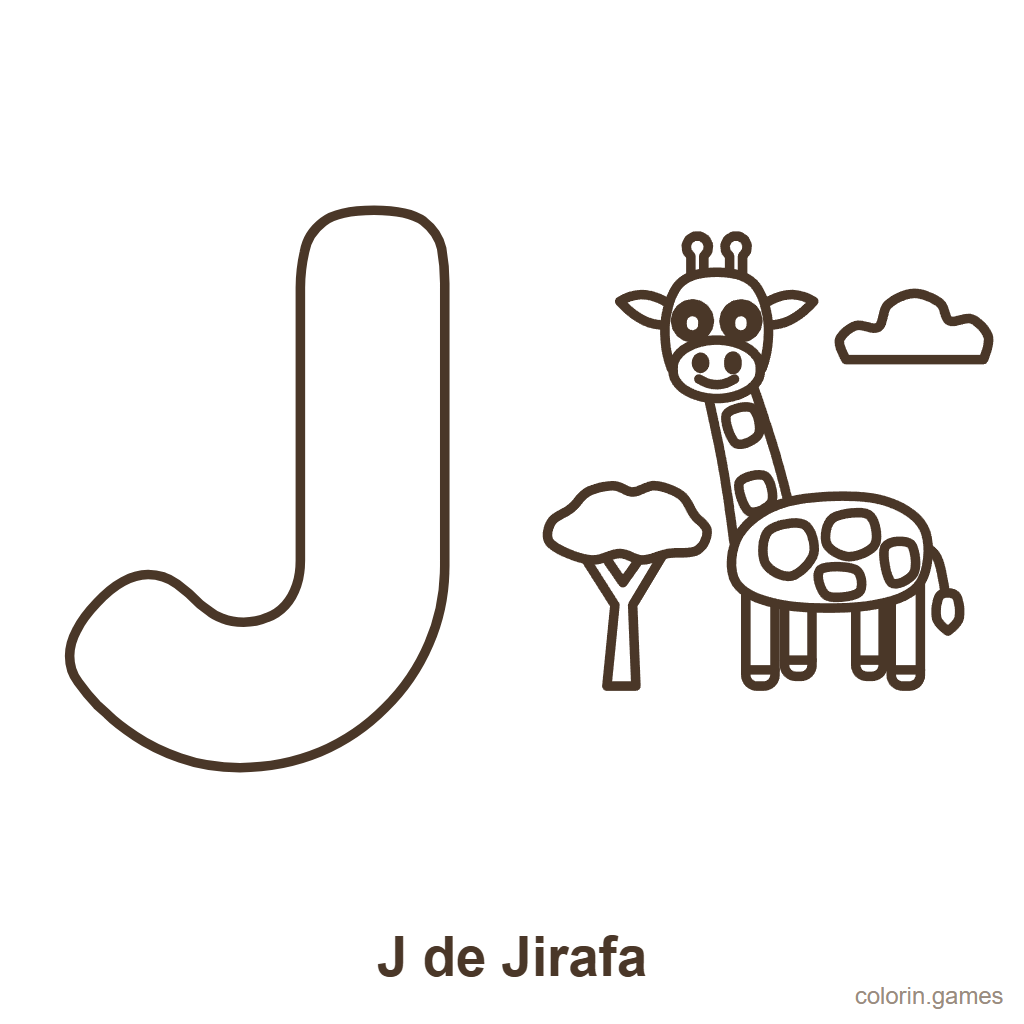 Letra J para colorear: J de Jirafa