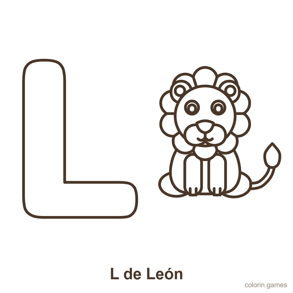 Letra L para colorear: L de León