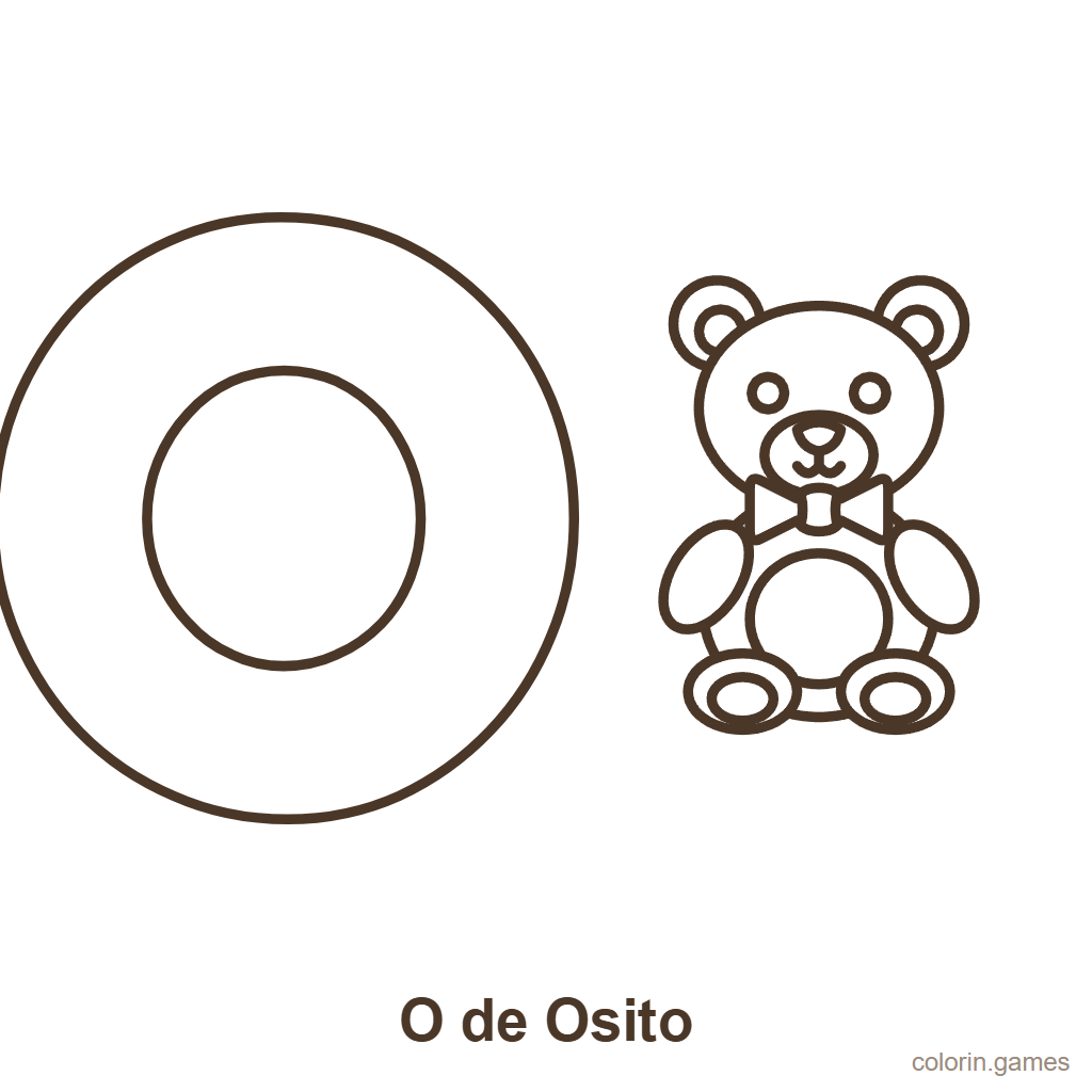 Letra O para colorear: O de Osito