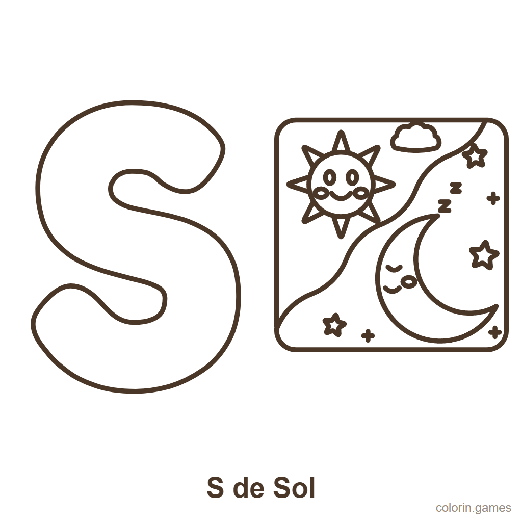 Letra S para colorear: S de Sol