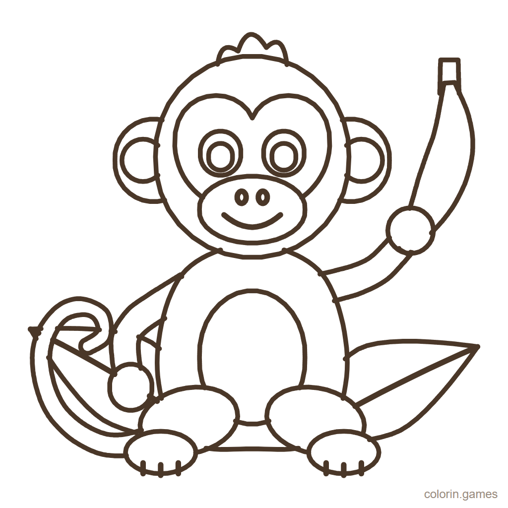 Dibujo de mono para colorear: Mono Bananero