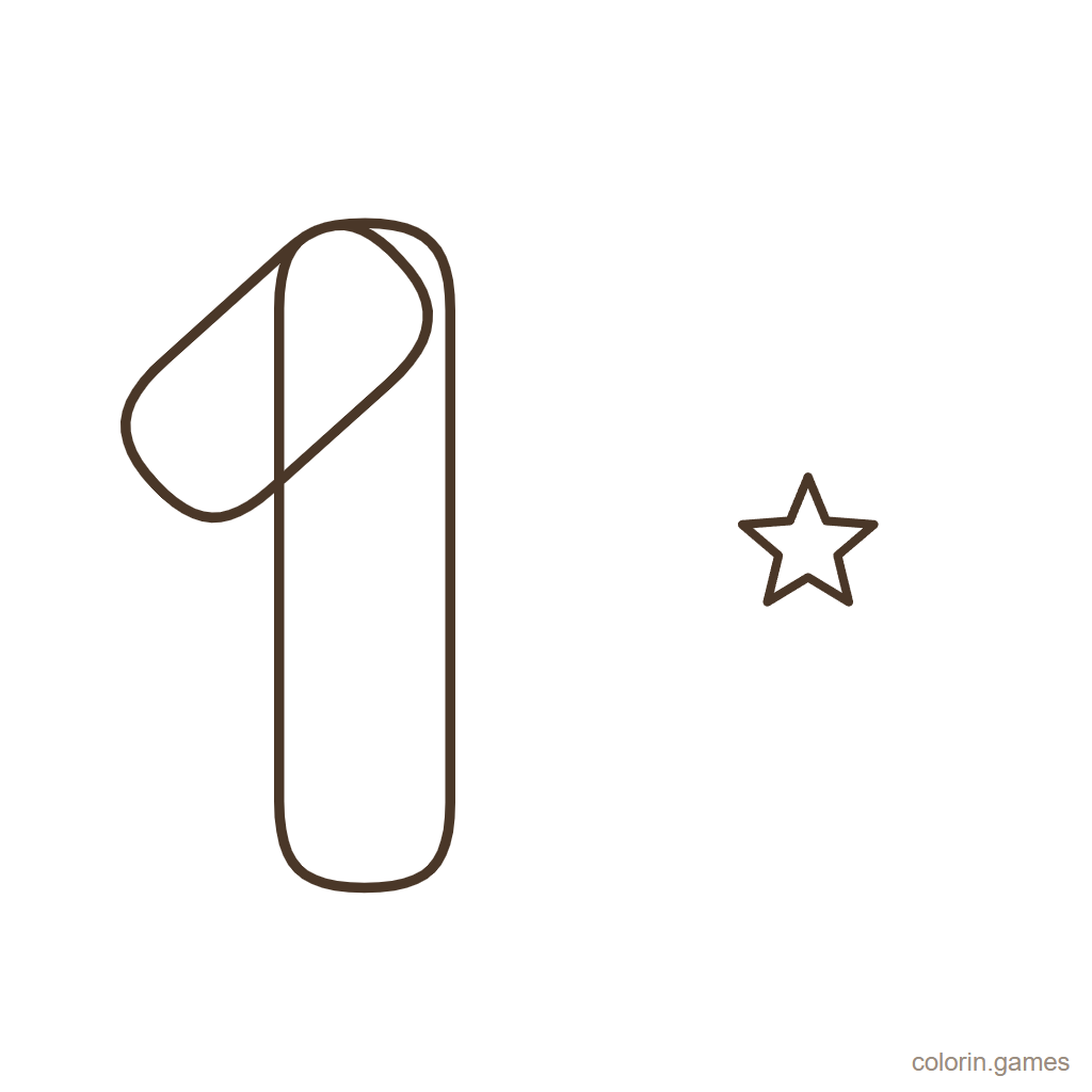 Número 1 para colorear con 1 estrellas