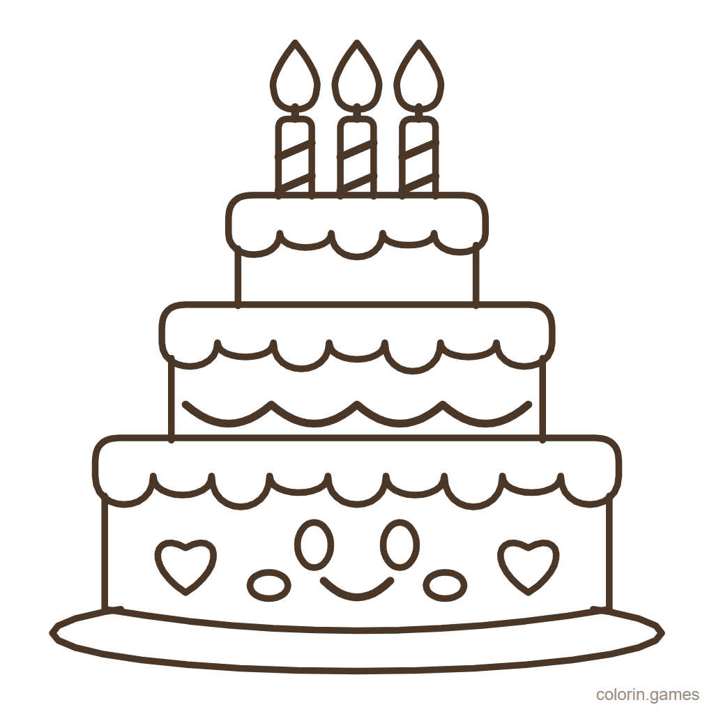 Dibujo de pastel de cumpleaños para colorear: Pastel de Cumpleaños