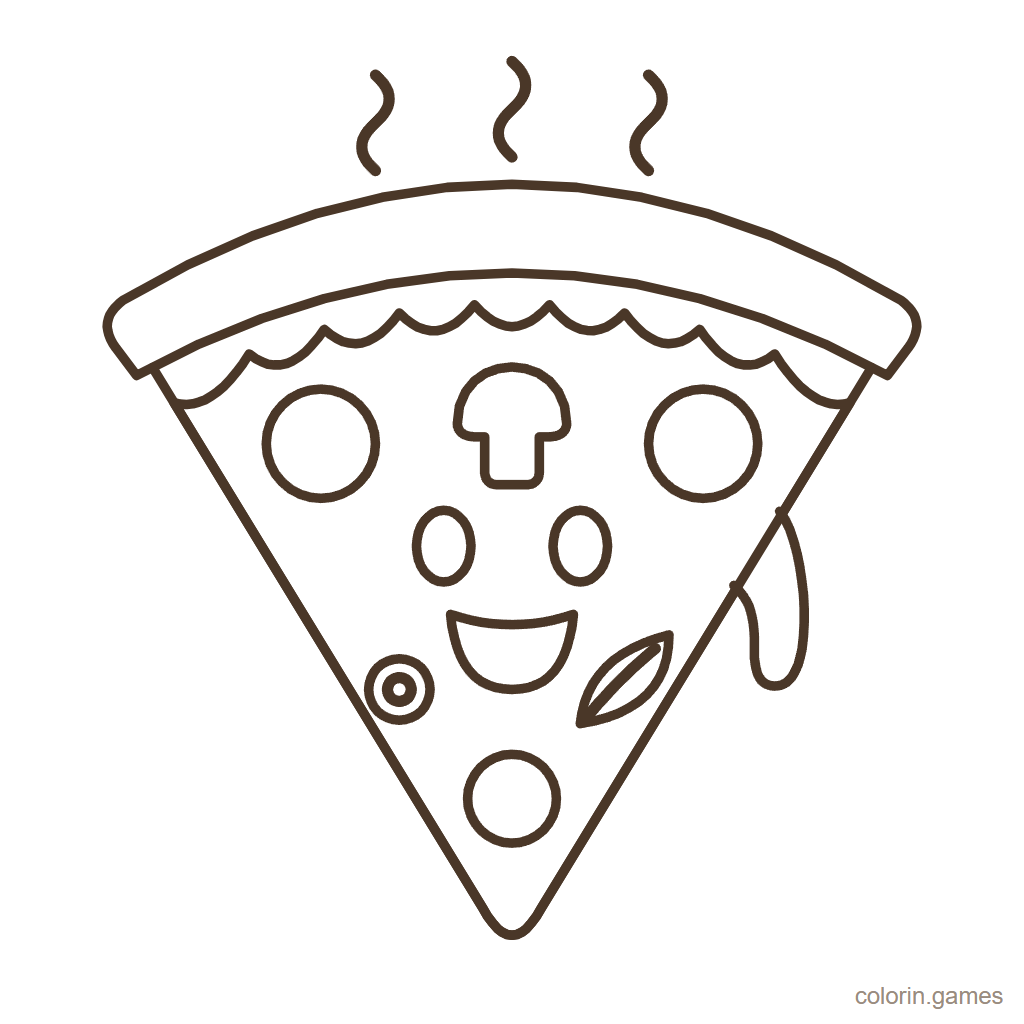 Dibujo de pizza para colorear: Pizza Divertida
