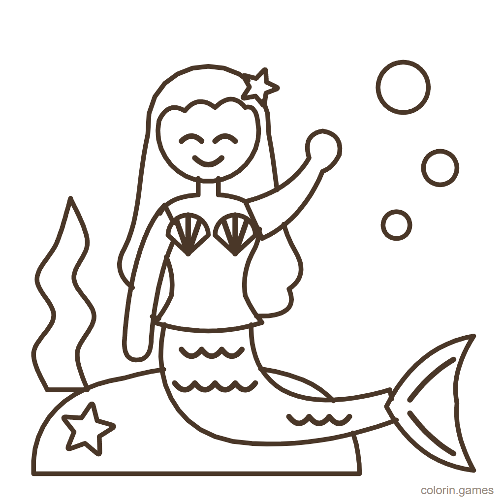 Dibujo de sirena para colorear: Sirena del Mar