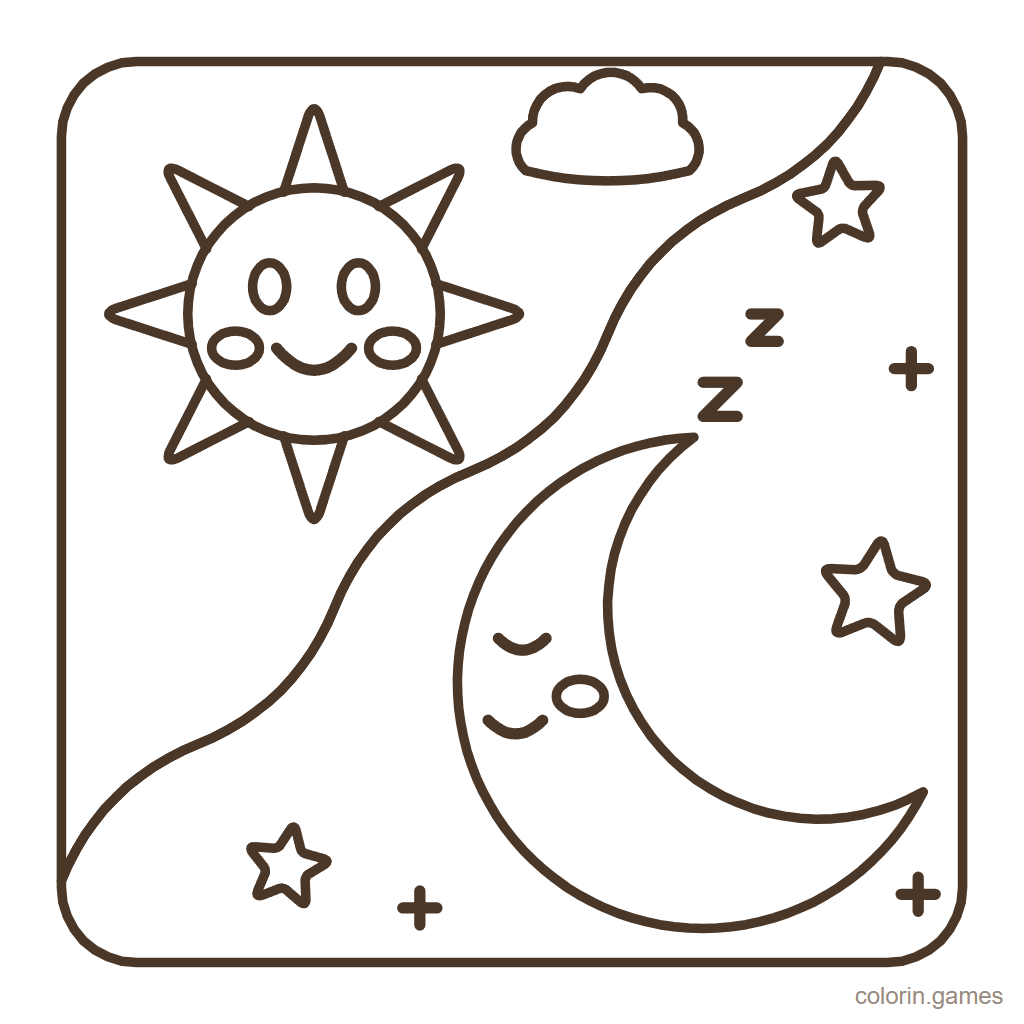 Dibujo de sol y luna para colorear: Sol y Luna