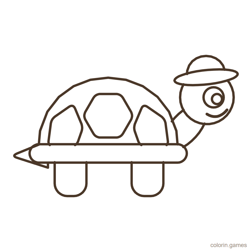 Dibujo de tortuga para colorear: Tortuga Aventurera
